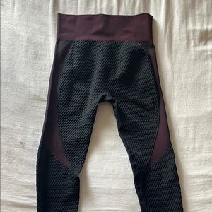 Red and Black Leggings with Textured Contour Design